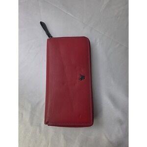 Viscontti WALLET Red Leather Zip Around Multi Rainbow Interior